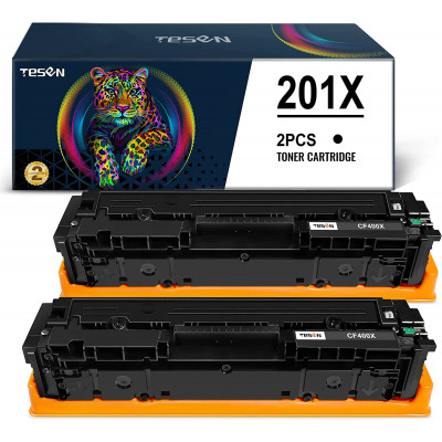 TESEN HP 201X CF400X【with New Chips】Remanufactured Toner Cartridge (Black, 2PK)